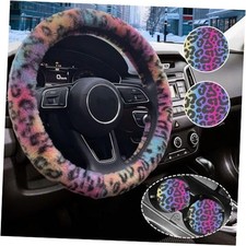 Cheetah Leopard Print Fuzzy Steering Wheel Cover One Size Colored Leopard Print