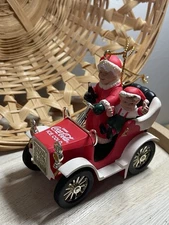 COCA COLA 2000 PLATINUM SERIES ORNAMENT SANTA & REINDEER IN CAR VINTAGE