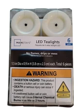 Mainstays LED Tealights 6-Pack 1.5 x 0.9 IN
