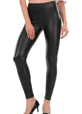 MCEDAR High Waisted Black Faux Leather NWT Leggings with Pockets Women Size 4X