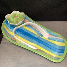 Dennis East Ceramic Flip-Flop, Chip & Dip and/or  Summer Sandal Serving Dish 15”