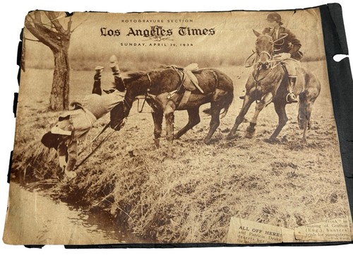 1934 Los Angeles Times Rotogravure Cowboy Horses Western Print Mounted