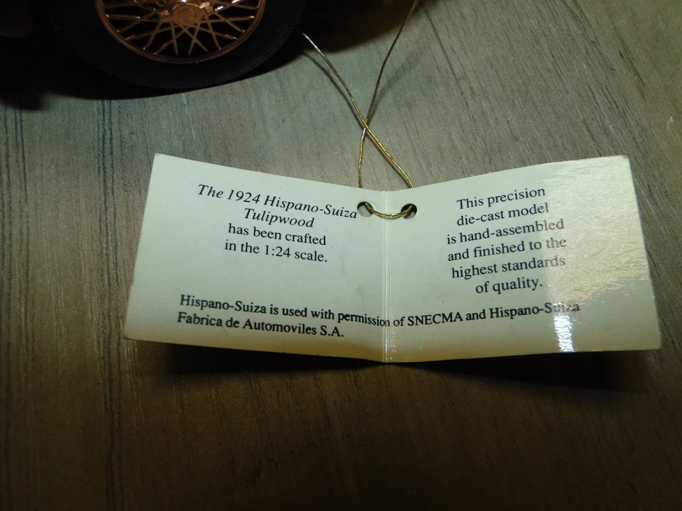 FRANKLIN MINT 1924 HISPANO SUIZA TULIPWOOD  1/24TH NO BOX - Image 2 of 4