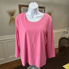 JEAN-PIERRE KLIFA Light Pink Long Sleeve Blouse Top Size Large - Round Neck