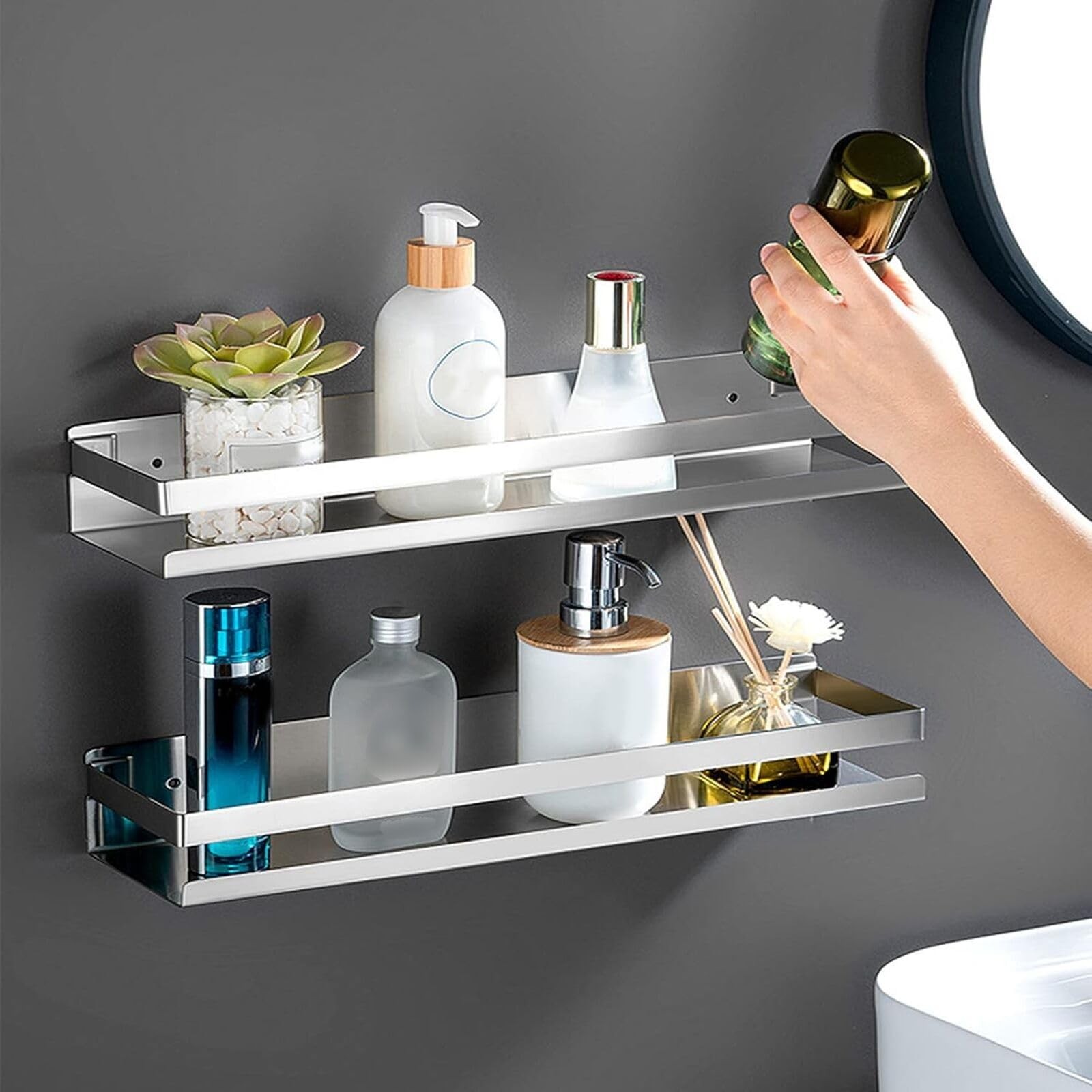 Stainless Steel Bathroom Shelf 15.75 InchBathroom Shower Shelf Bath Kitchen S...
