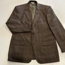 Joseph Feiss International Lambswool Sport Coat Brown Plaid 2 Button 42R