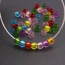 200 pcs Transparent Acrylic Pony Beads - 8x6mm Mixed Colors for Kids Kandi Craft