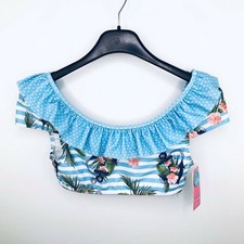 Jantzen Girls 14 Bikini Top UV Protection Ruffle Floral Stripe NWT P14
