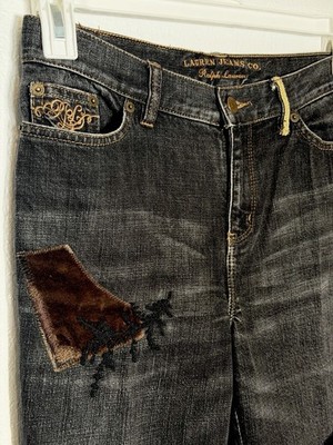 Women s Vintage Ralph Lauren Black Patchwork Denim Jeans - Size 4P