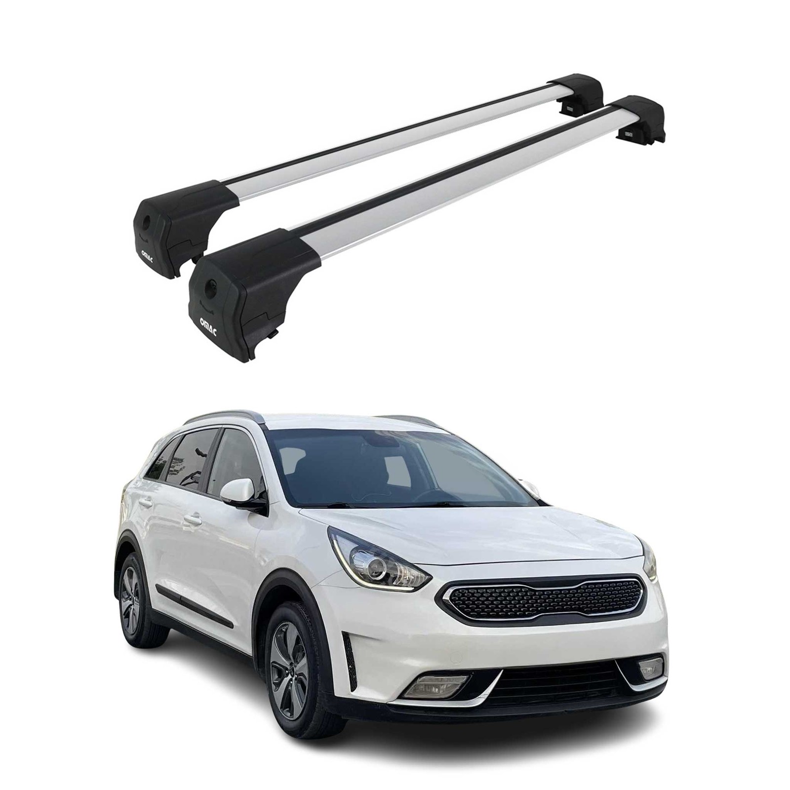 Barres de toit Kia Niro 1 2017-2022 en aluminium gris 2 pièces