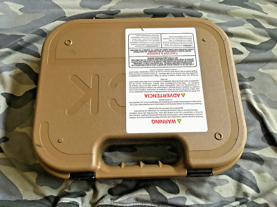 Glock 19X OEM FDE/TAN Hard Pistol Case,Manuel,Lock,Clean
