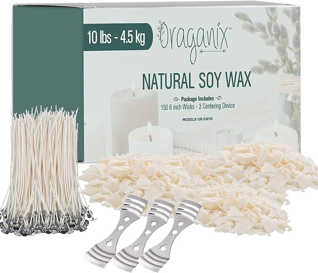 DIY Candle Making Kit Supplies 10lb Natural Soy Wax Flakes Bulk,150 Candle Wicks-image