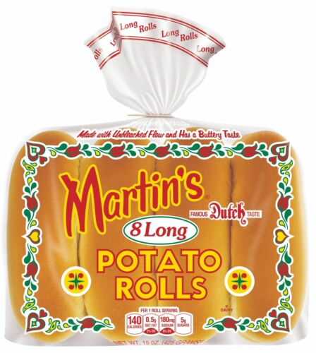 Martin's Famous pâtisserie pommes de terre longues rouleaux, pack de 4 sacs de 8 pièces - Photo 1/3