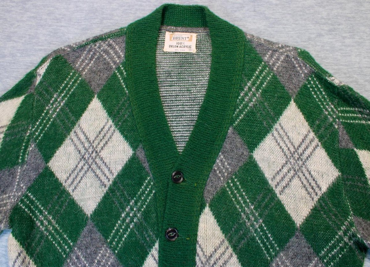 中古】【メンズ】 BRENT ブレント 60-70S ARGYLE WOOL MOHAIR CARDIGAN 