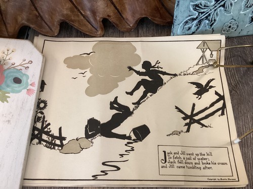 beatrix sherman prints Nursery Rhymes Miss Muffet Jack Cow Moon Jill silhouettes - Picture 4 of 7