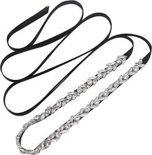 Bling Crystal Bridal Sash,Handmade Thin Wedding Belt for Bridal Bridesmaid Dress