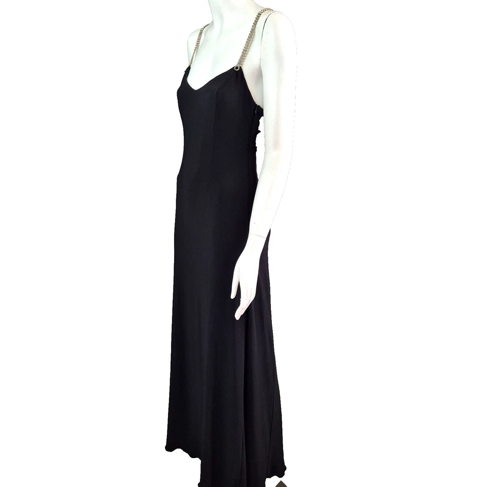 Vestido de noche vintage Y2K adornado con estrás sin espalda elástico talla 10 Foto 4 de 4