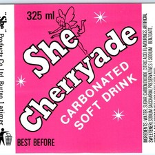 Vintage She Cherryade Soda Bottle Paper Label Fairy Burton Latimer UK Graphics