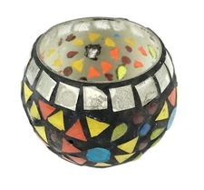 Colorful Handmade Mosaic Design Tea Light Holder For Indian Festive Decor i41-65
