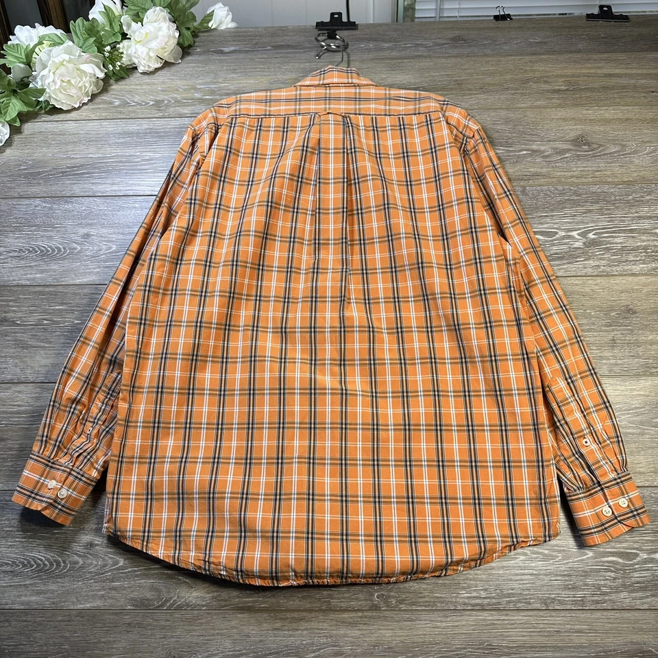 Camisa de vestir Izod talla grande naranja a cuadros con botones logotipo bolsillo Foto 2 de 4