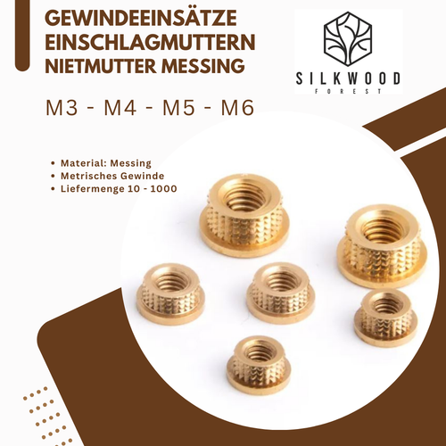Gewindeeinsatz Einschlagmuttern Nietmutter Messing M3/M4/M5/M6 Modelbau - Bild 2 von 5