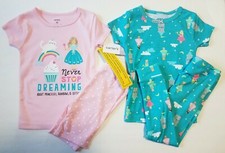 NEW Carters 4p Pajama Set Baby Girl PRINCESS/CAT/RAINBOW Pink Teal Short Pant 2T