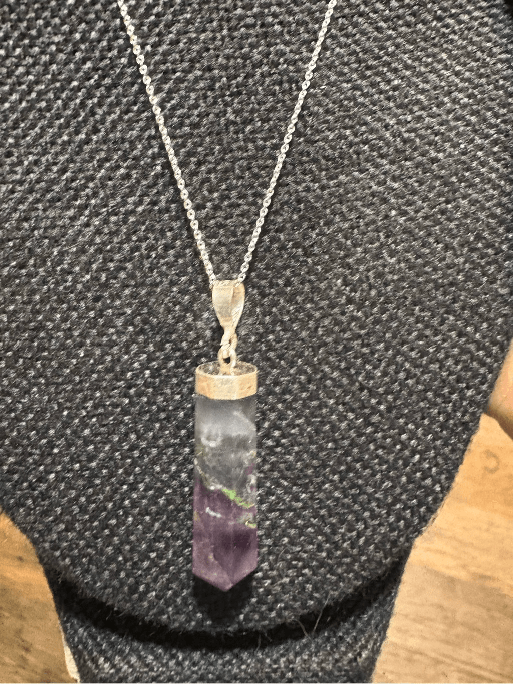 Green Fluorite Sterling Silver Necklace with 18-Inch Chain-image