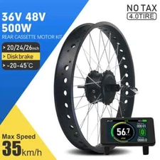 E-bike Conversion Kit 36V 48V 500W 20/24/26inch Rear Cassette Hub Motor Wheel
