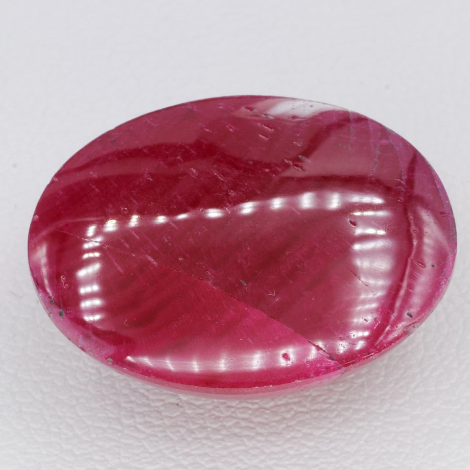 33.5ct Recrystallized Opaque Strong Red Ruby Cabochon 22x17 Lab Grown  - Image 3 of 4