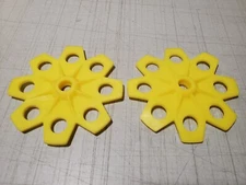 Vintage Pair NEW Barrecrafters 4" Yellow Snowflakes X-Country Ski Pole Baskets