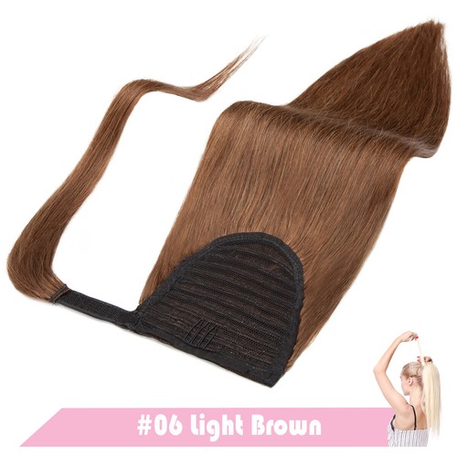 Clip In 100% HumanHair Extensions Wrap Around Ponytail Remy Drawstring Pony Tail - Picture 28 of 80