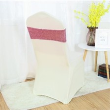 pink glitter sequin chair bands sashes ties bow ribbon wedding birthday decor