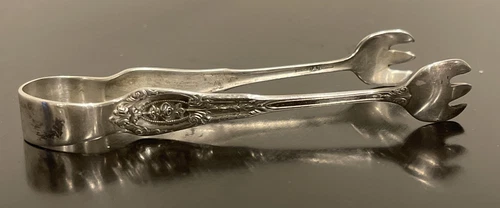 Sterling Silver Antique Wallace Ornate Floral Sugar Tongs 4” Long