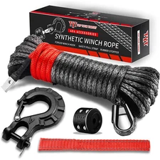 Synthetic Winch Rope Line 1/4"x 50' 9650LBS Recovery Cable 4WD ATV UTV W/ Sheath