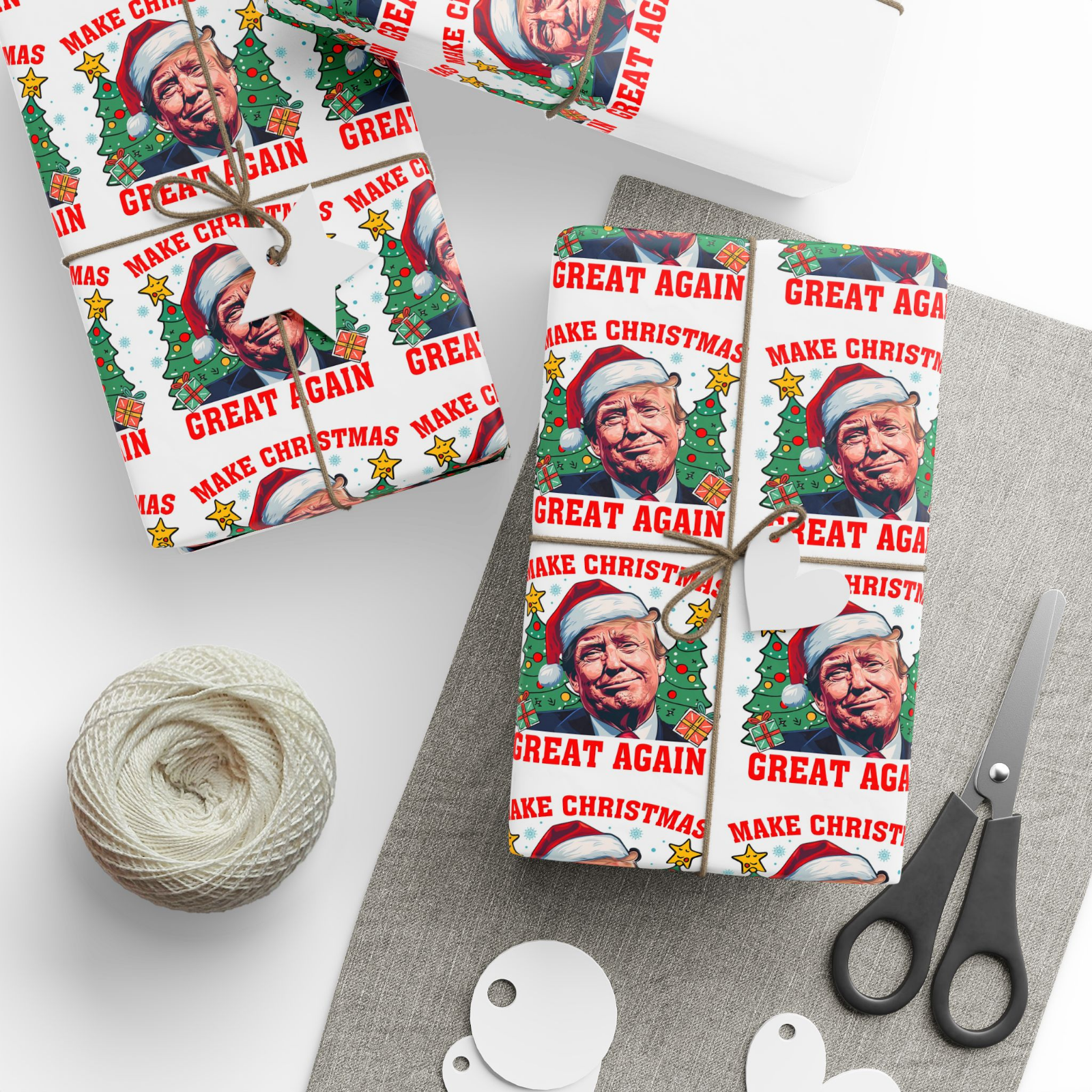 Trump Santa Wrapping Paper, Trump Christmas Wrapping Paper, Funny Xmas Gift