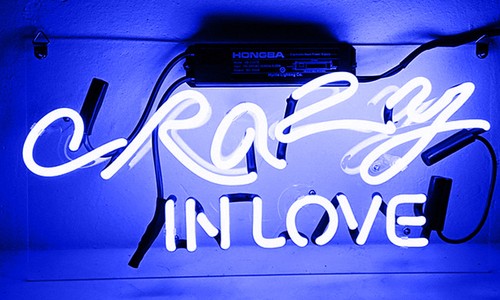 CRAZY IN LOVE Neon Sign Light Wedding Party Home Room Wall Decor Artwork 14"x7"
