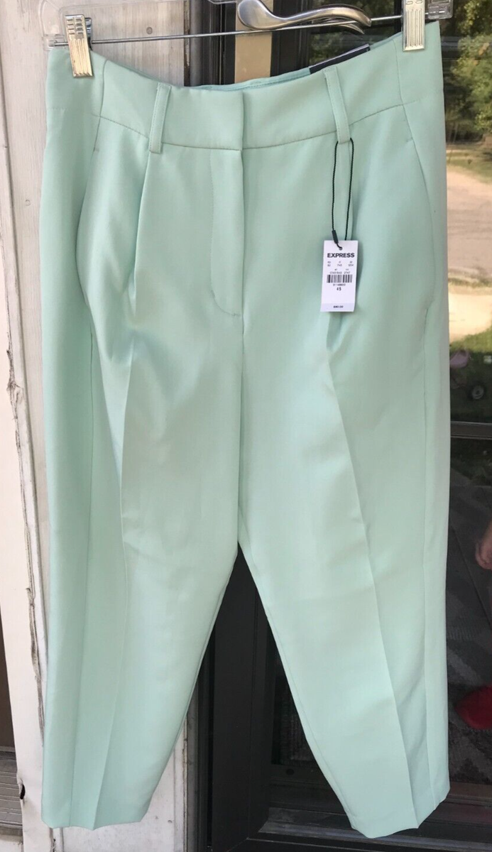 Express 4S 4 Short Ankle High Rise Pleated Tapered Mint