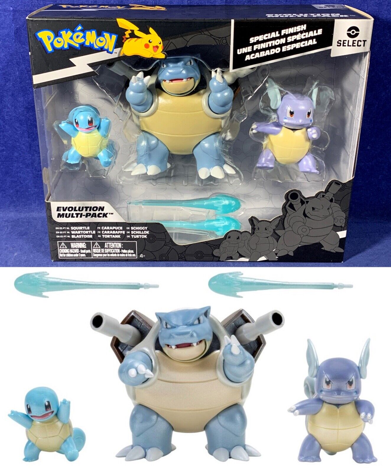 SQUIRTLE Wartortle BLASTOISE Pokemon Figures EVOLUTION MULTI-PACK Jazwares