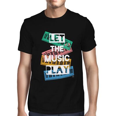 1Tee Herren T-Shirt Let The music Play Spruch