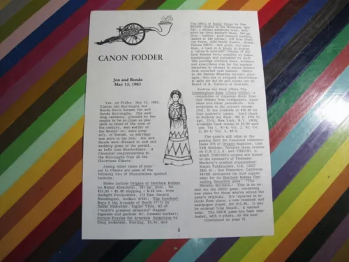 vtg 1980s RPG Wargame Cannon Fodder 1983 RPG gaming newsletter