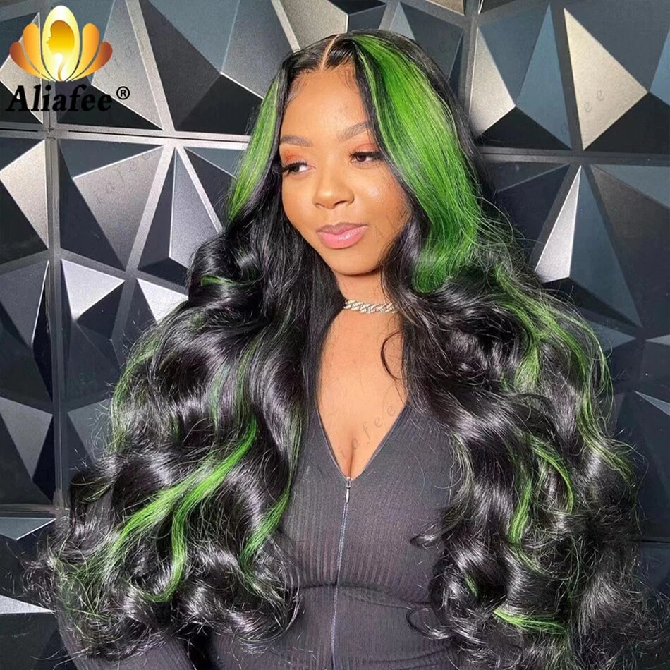 Green human top hair lace wig