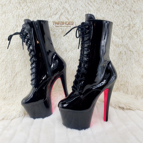Sky 1020TT Black Patent UV Neon Pink Platform Ankle Boot 7" High Heels Shoes NY - Picture 12 of 12