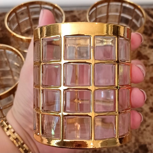 Set of 6 Imperial Glass Toril de Oro Shoji 22 K Gold Caged Tumblers Vintage MCM - Picture 12 of 19