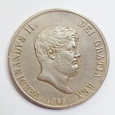 Naples Two Sicilies beautiful plate 120 grain 1856 Ferdinand II Bourbon