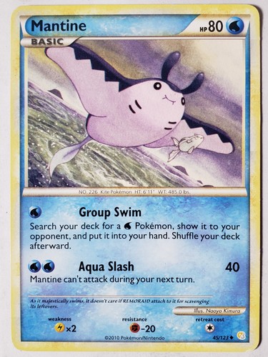 Mantine 45/123 PL - HeartGold SoulSilver Pokemon Card - Naoyo Kimura Art