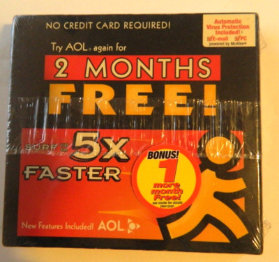 Vintage AOL America Online Internet Connection Trial CD. Unused, sealed