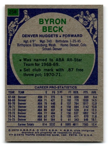 1975-76 Topps Basketball Poor to Good You Choose, Complete Your Set #1-330 - Bild 367 von 459