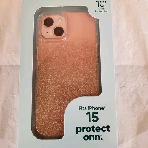 onn. iPhone 15 Case Rose Gold Glitter Fade - Photo 4 sur 8
