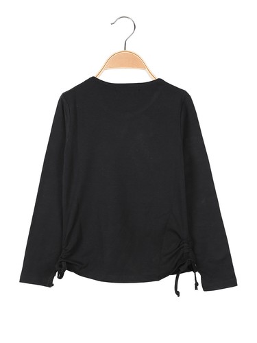 Miss Image T-shirt da ragazza a maniche lunghe con arricciature e stampa - nero - Foto 2 di 3