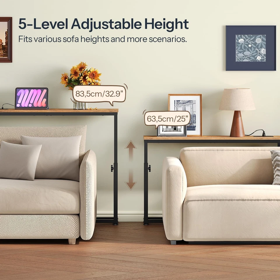 Narrow Console Table Set of 2 with Adjustable Height, Behind Couch Table with... - Image 4 of 4